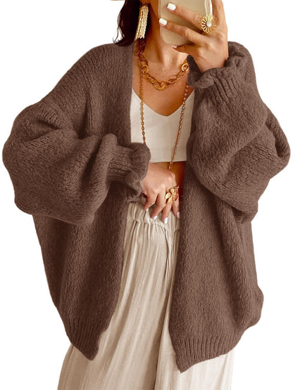 Women Open-Front Oversized Chunky Knit Sweaters Cardigan