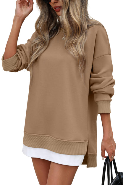 ⏰Hot Sale-Fall Casual Long Sleeve Side Slit Tunic Top