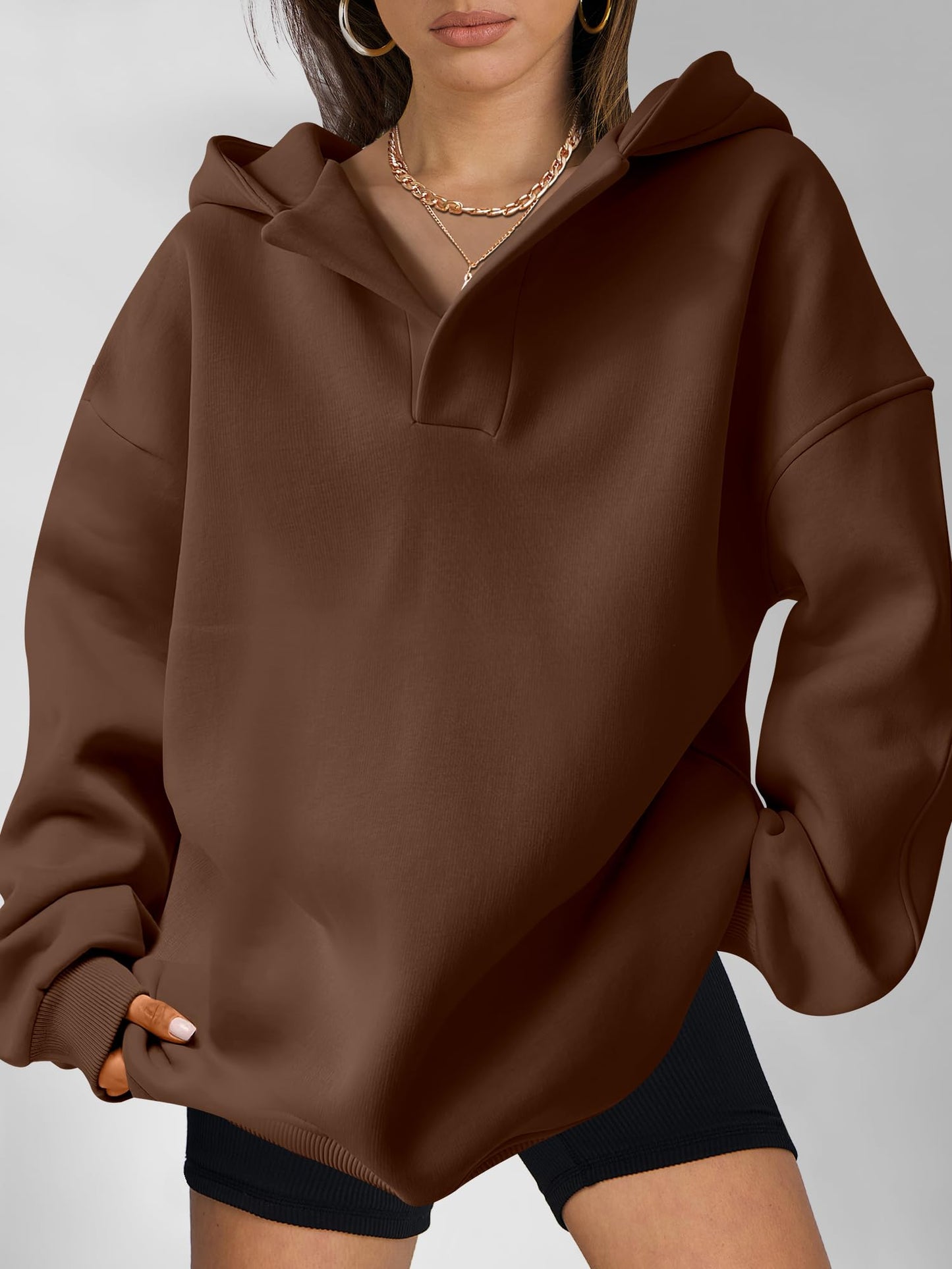 ⏰Hot Sale-Women's V Neck Oversized Hoodies