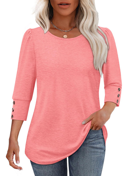 ✨Women's Casual 3/4 Sleeve with Buttons Dressy  Blouses