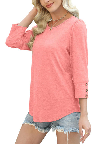 ✨Women's Casual 3/4 Sleeve with Buttons Dressy  Blouses