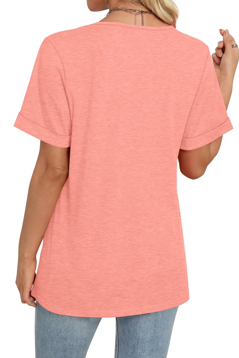 ✨women's Summer Tops Short Sleeve Basic Casual V Neck T Shirts