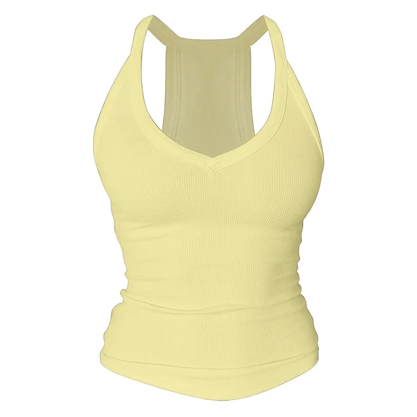 Women's Racerback V Neck Cotton Tank Tops with Built-in Shelf Bra