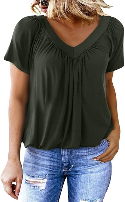 🔥Women's Casual Short Sleeve V Neck Basic T-shirts