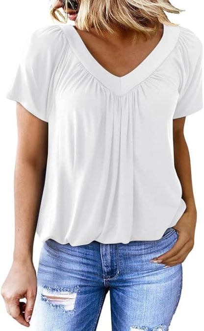 🔥Women's Casual Short Sleeve V Neck Basic T-shirts