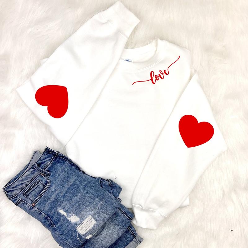 Long Sleeve Sweatershirt with Heart Elbow Patch