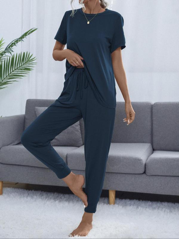 ✨Women's Casual Cozy 2 Piece Wear T-shirt&Cropped Pocket Drawstring Pants Set