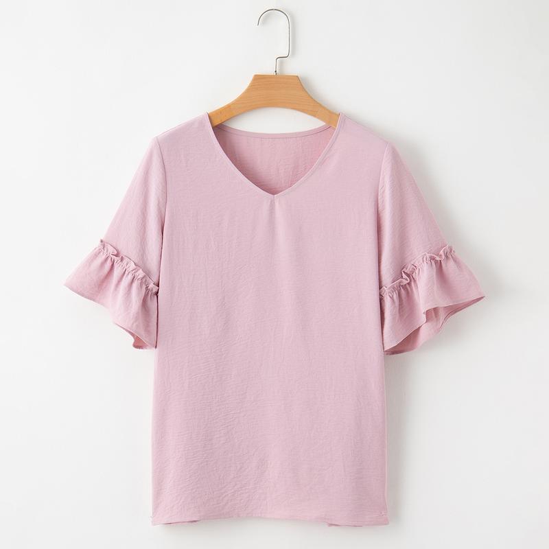 ✨Womens Causal Blouses Summer Clothes V Neck Ruffle Short Sleeve Shirts Tops