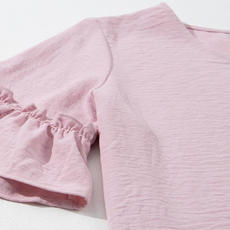 ✨Womens Causal Blouses Summer Clothes V Neck Ruffle Short Sleeve Shirts Tops