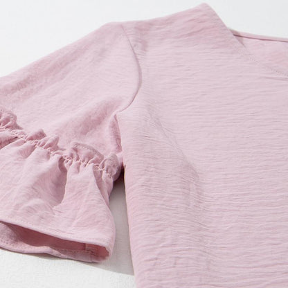 ✨Womens Causal Blouses Summer Clothes V Neck Ruffle Short Sleeve Shirts Tops