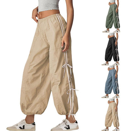 ✨ Women's Parachute Pants Elastic High Waist Full Twist Hiking Cargo Pants