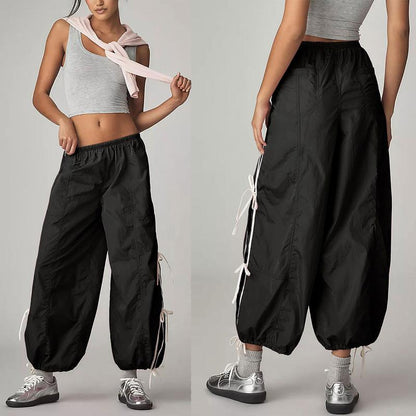 ✨ Women's Parachute Pants Elastic High Waist Full Twist Hiking Cargo Pants