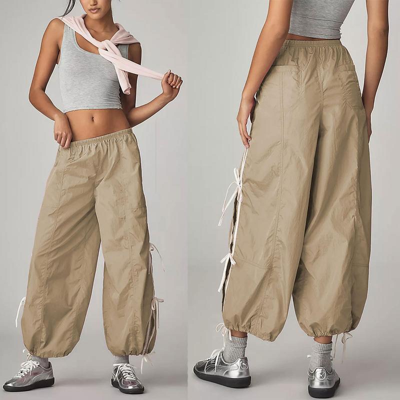 ✨ Women's Parachute Pants Elastic High Waist Full Twist Hiking Cargo Pants