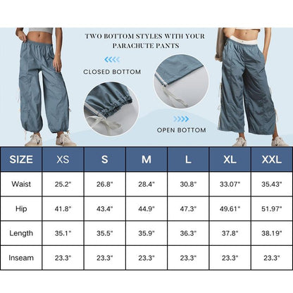 ✨ Women's Parachute Pants Elastic High Waist Full Twist Hiking Cargo Pants