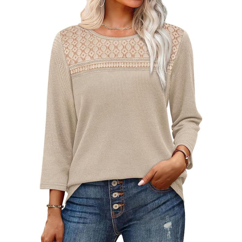 Women Blouses Dressy Casual 3/4 Length Sleeve Tops