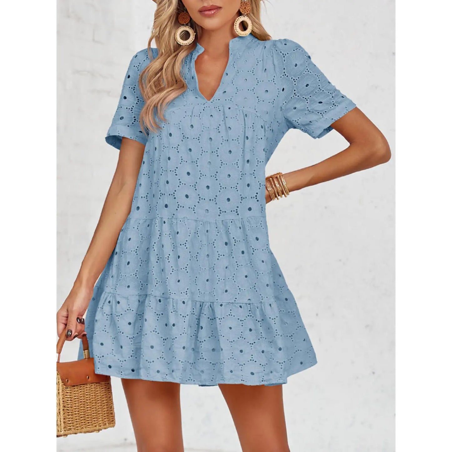 Women’s Summer Lace Dresses Eyelet Casual Flowy Babydoll Swing