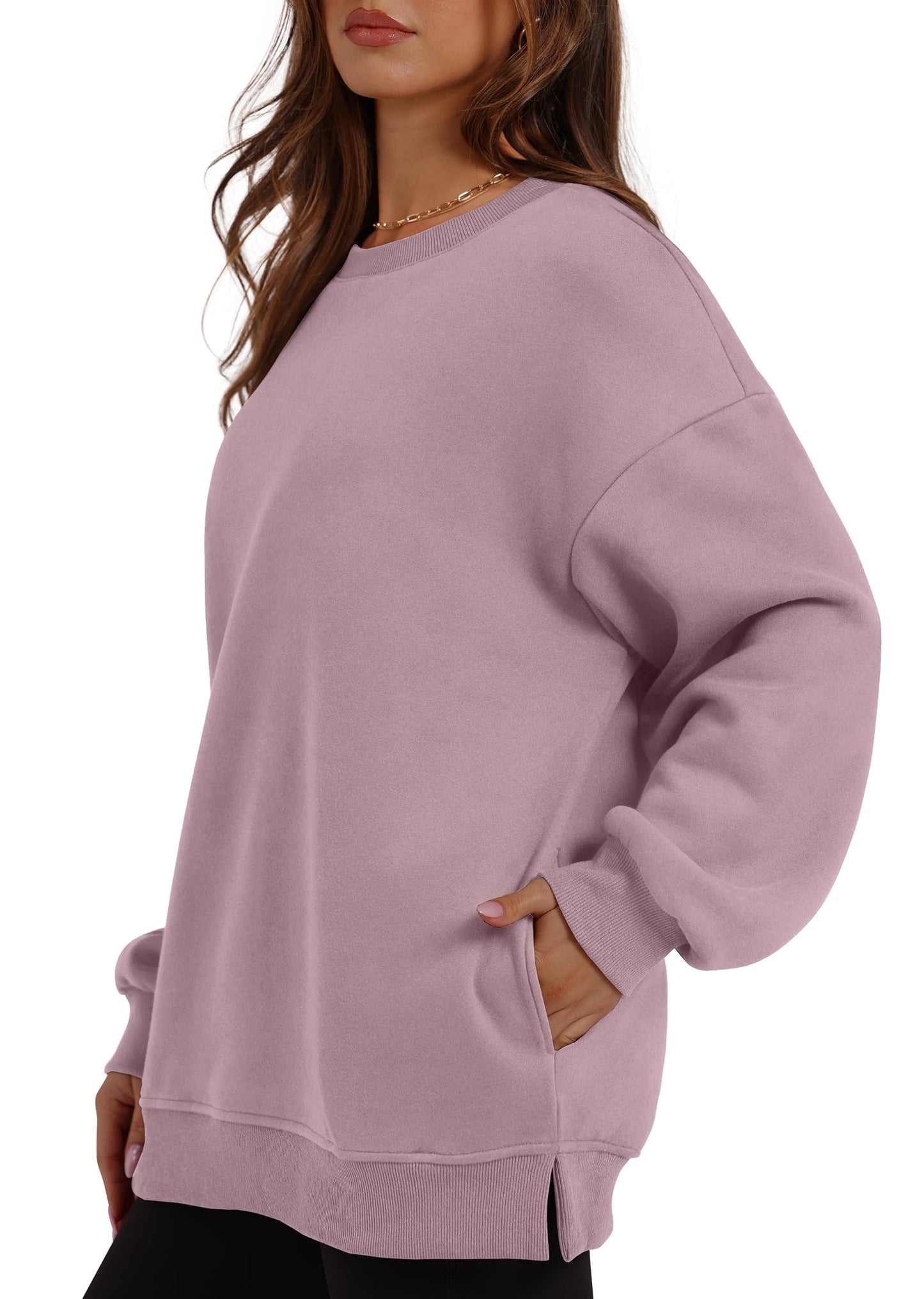 Women's Oversized Fleece Pullover with Hidden Pockets