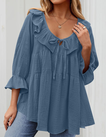 ✨New Women’s Scoop Neck 3/4 Length Sleeve Top