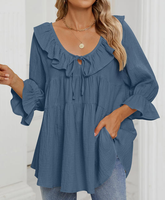 ✨New Women’s Scoop Neck 3/4 Length Sleeve Top