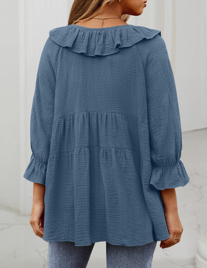 ✨New Women’s Scoop Neck 3/4 Length Sleeve Top