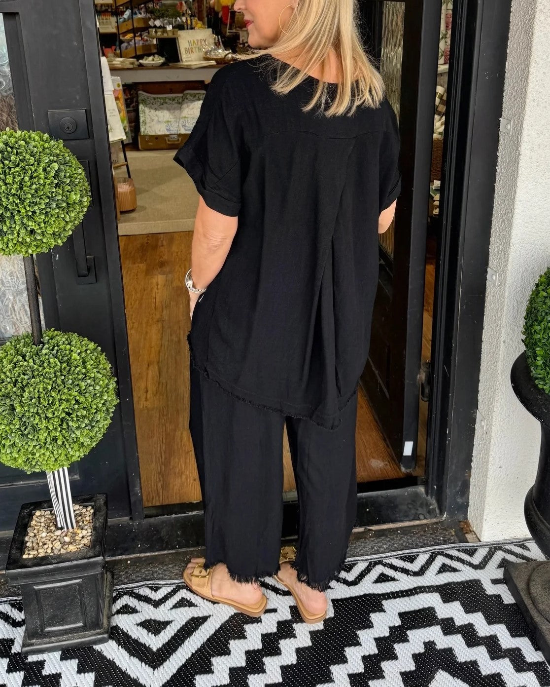 Women's Casual Solid Cotton Linen Lounge Set