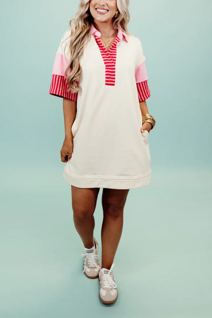 Color Block Notch Neck Mini Dress