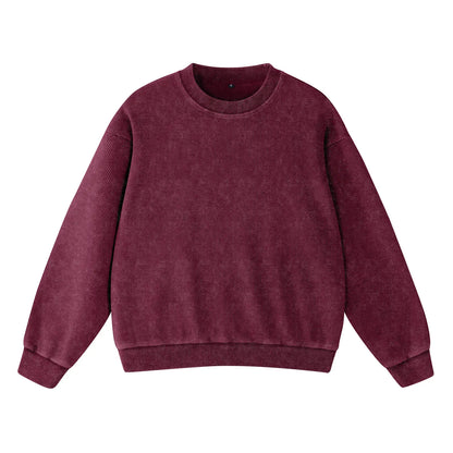Vintage Crew Neck Waffle Acid washed Unisex Sweatshirts