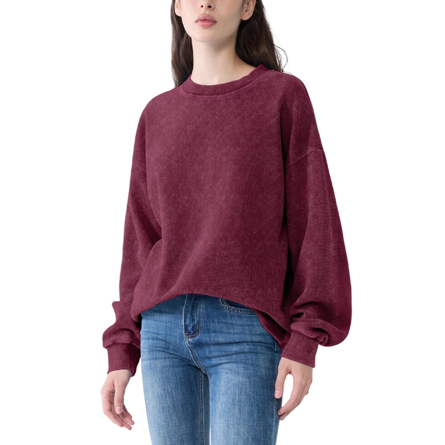 Vintage Crew Neck Waffle Acid washed Unisex Sweatshirts