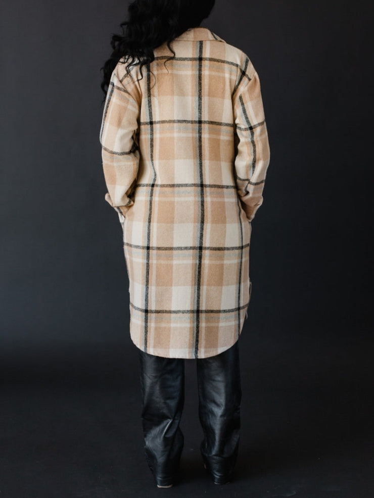 Women's Long Plaid Flannel Shirt Jacket