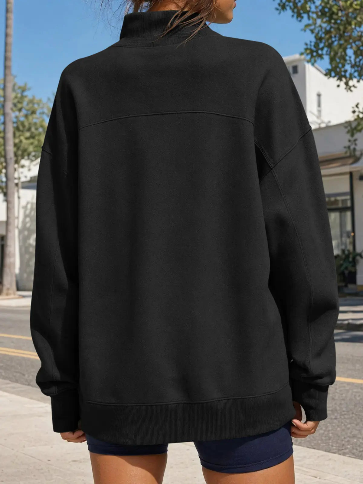Women's Oversized Mock Neck Sweatshirt with Thumbholes
