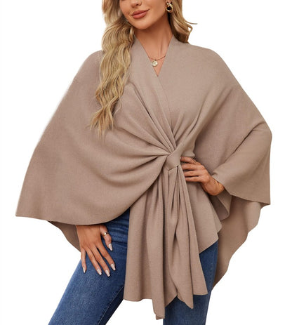 Limited time sale🔥Women's Elegant Shawl Wraps Soft Open Front Poncho Sweater