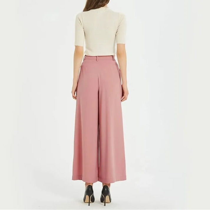 Women High Waist Casual Wide Leg Trousers