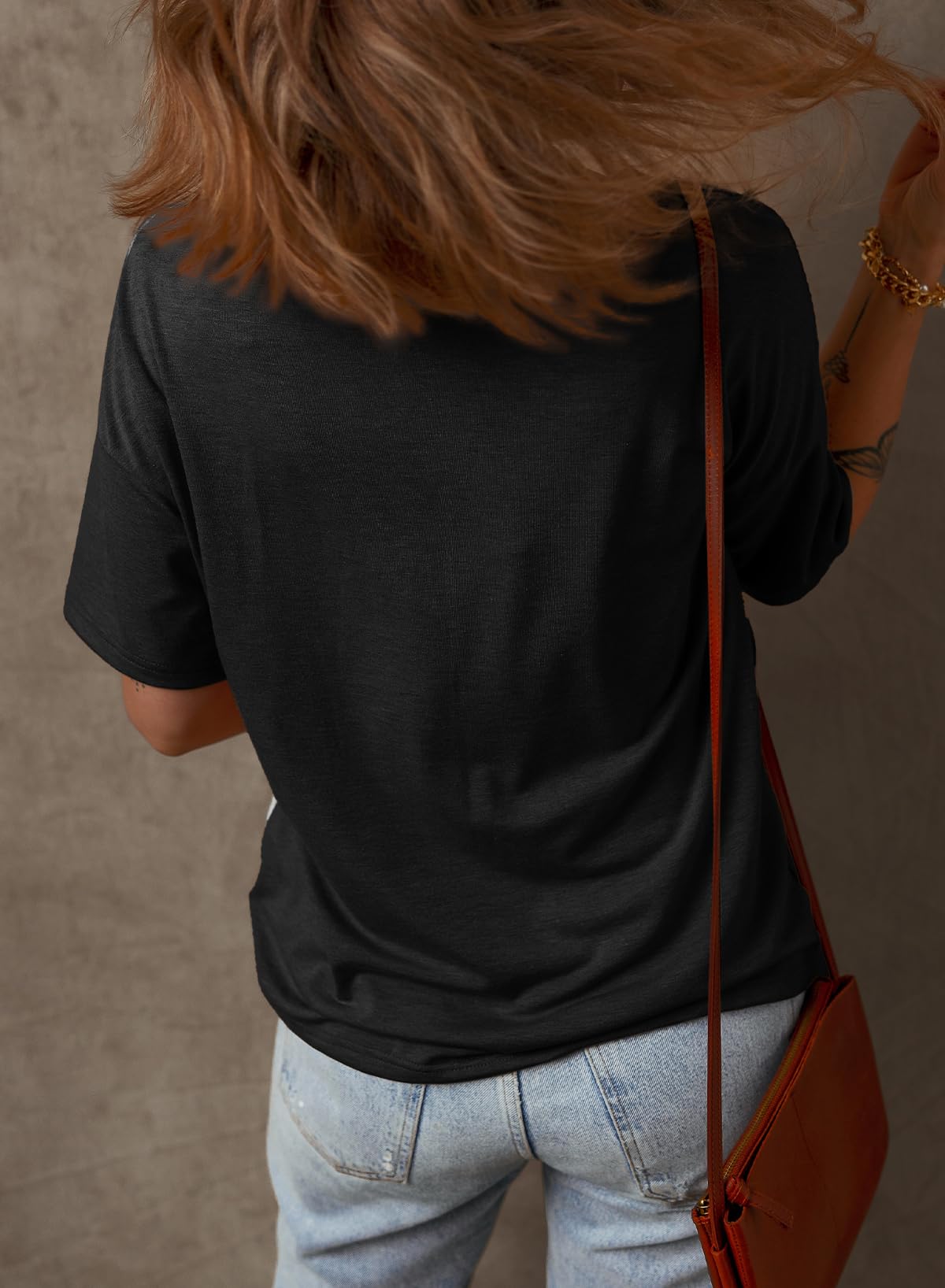 ✨Women's Half Sleeve Waffle Knit Casual V Neck Colorblock Patchwork Shirts