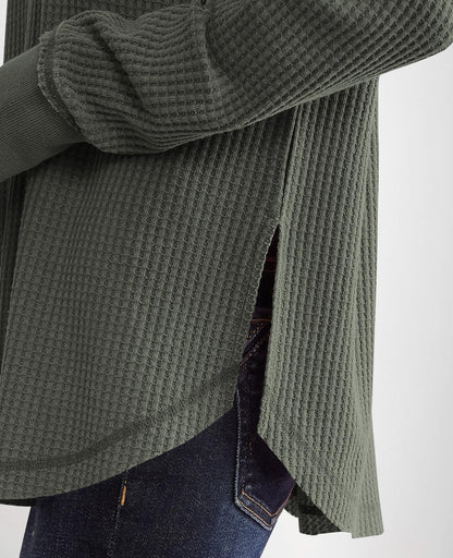 ✨Women's Waffle Knit Exposed Seam Pullover