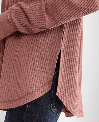 ✨Women's Waffle Knit Exposed Seam Pullover