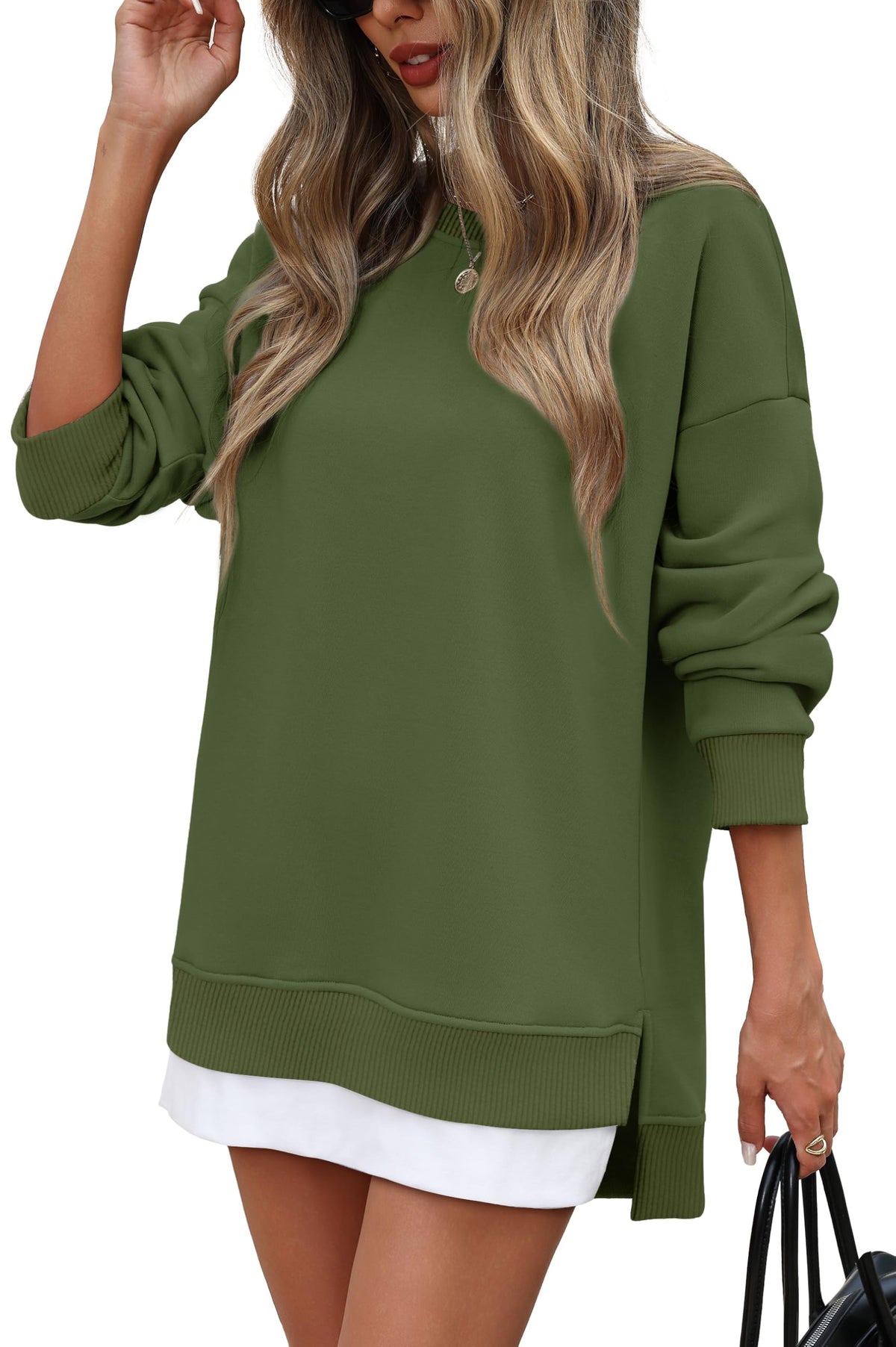 ⏰Hot Sale-Fall Casual Long Sleeve Side Slit Tunic Top