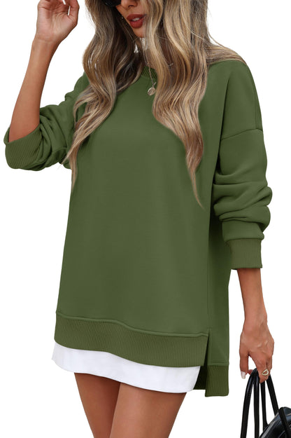 ⏰Hot Sale-Fall Casual Long Sleeve Side Slit Tunic Top