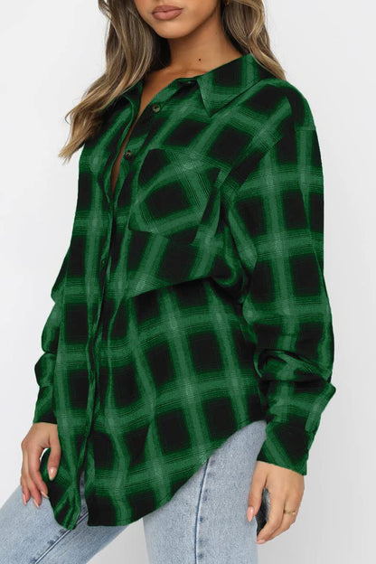 Women's Button Down Flannel Shirts Plaid Shacket