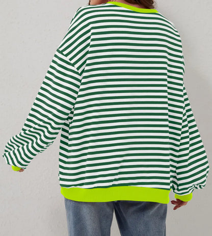 ⏰Hot Sale-Oversized Striped Color Block Sweatshirt