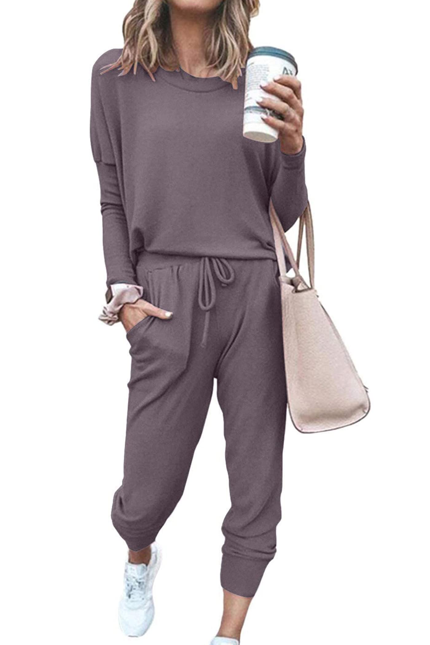 2025 Hot Sale Women's Fall Crewneck Pullover Tops And High Waisted Pants Lounge Set