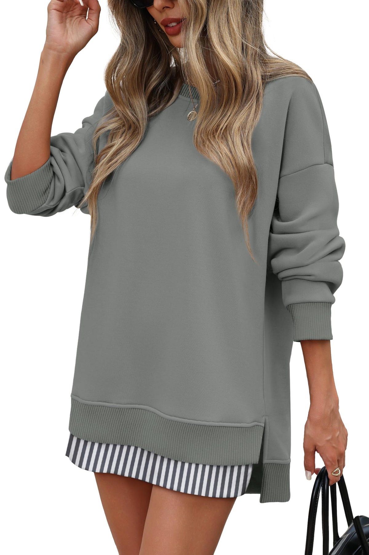 ⏰Hot Sale-Fall Casual Long Sleeve Side Slit Tunic Top