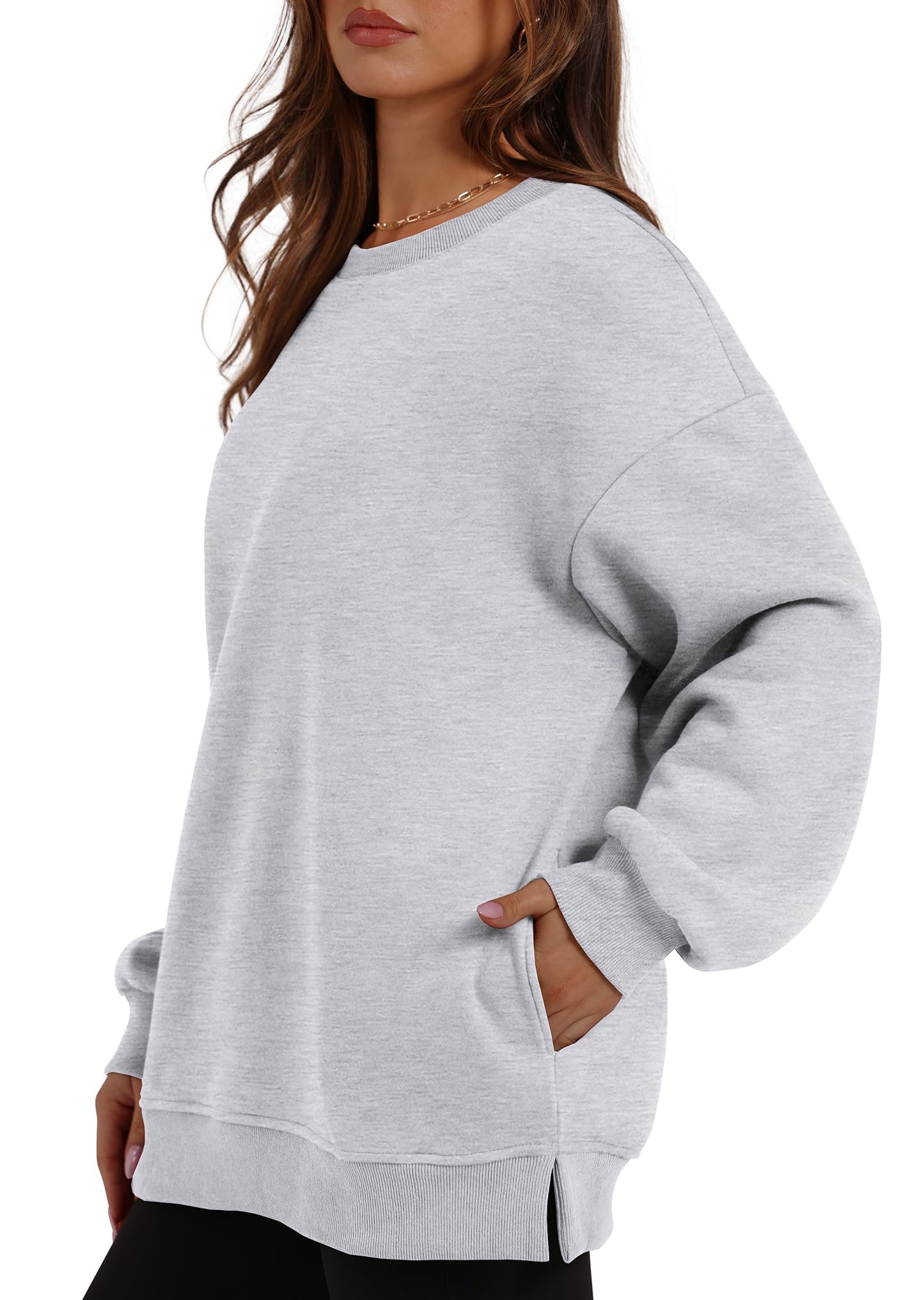 Women's Oversized Fleece Pullover with Hidden Pockets