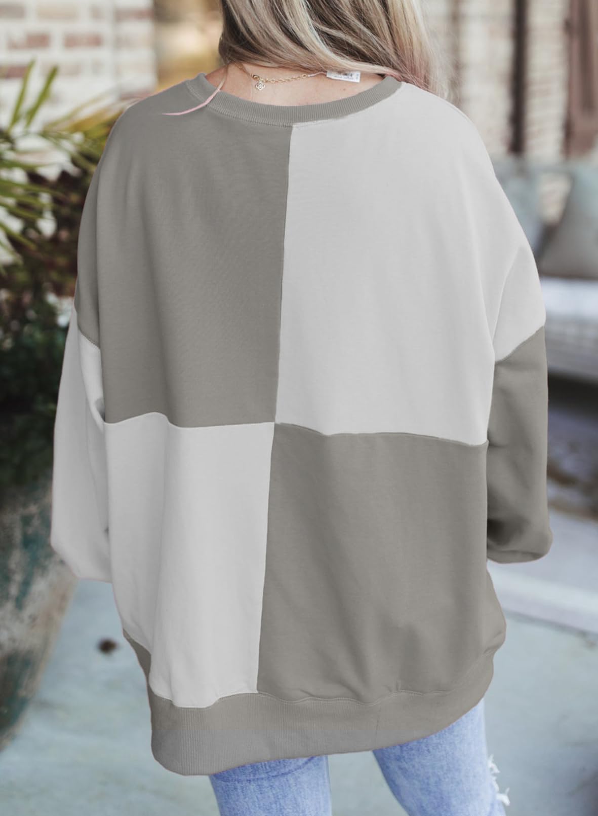 ⏰Hot Sale-Women's Casual Color Block Loose Button Henley Pullover Top
