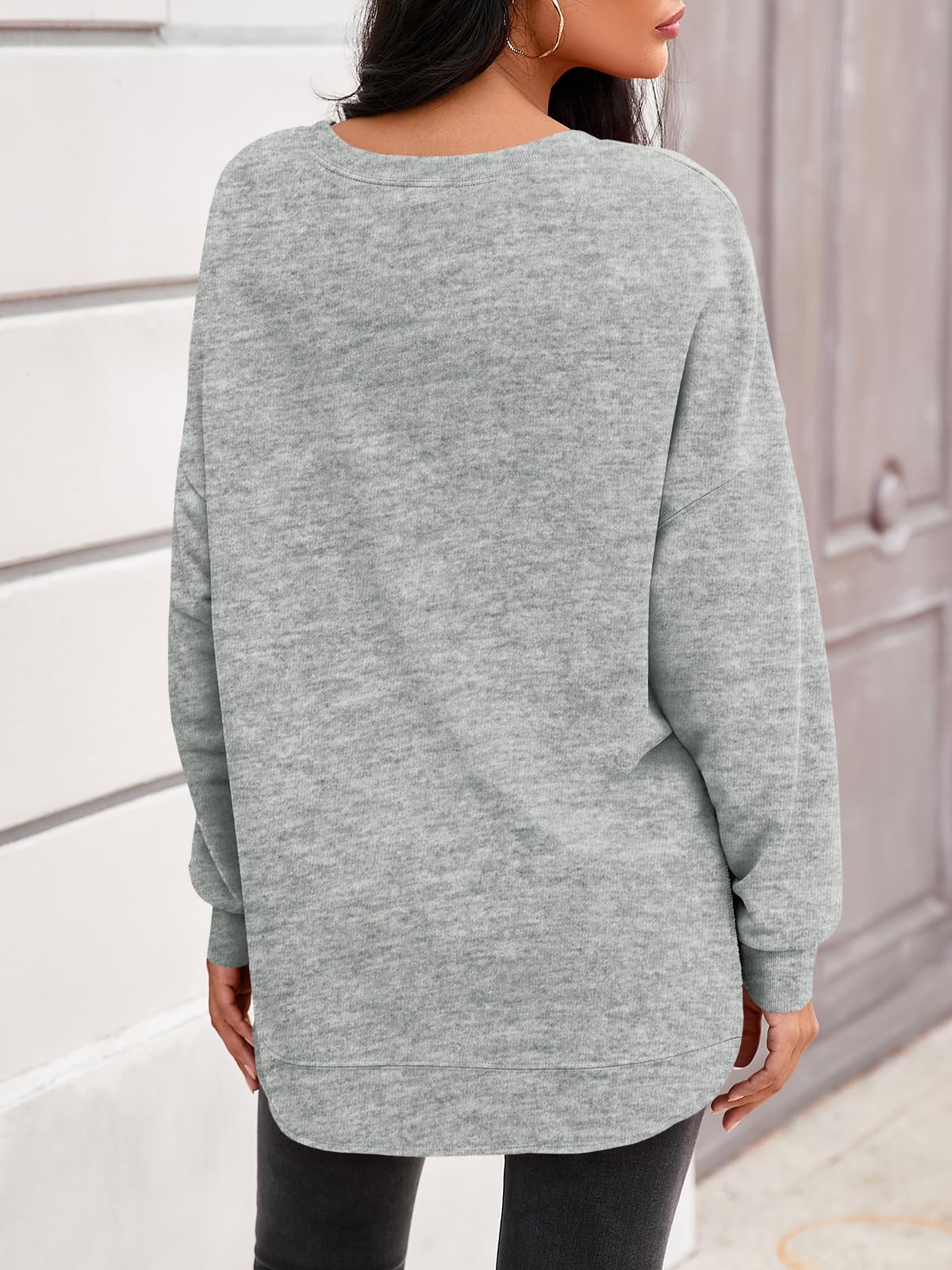 Women's High-Low Curved Hem Sweatshirt with Side Slits