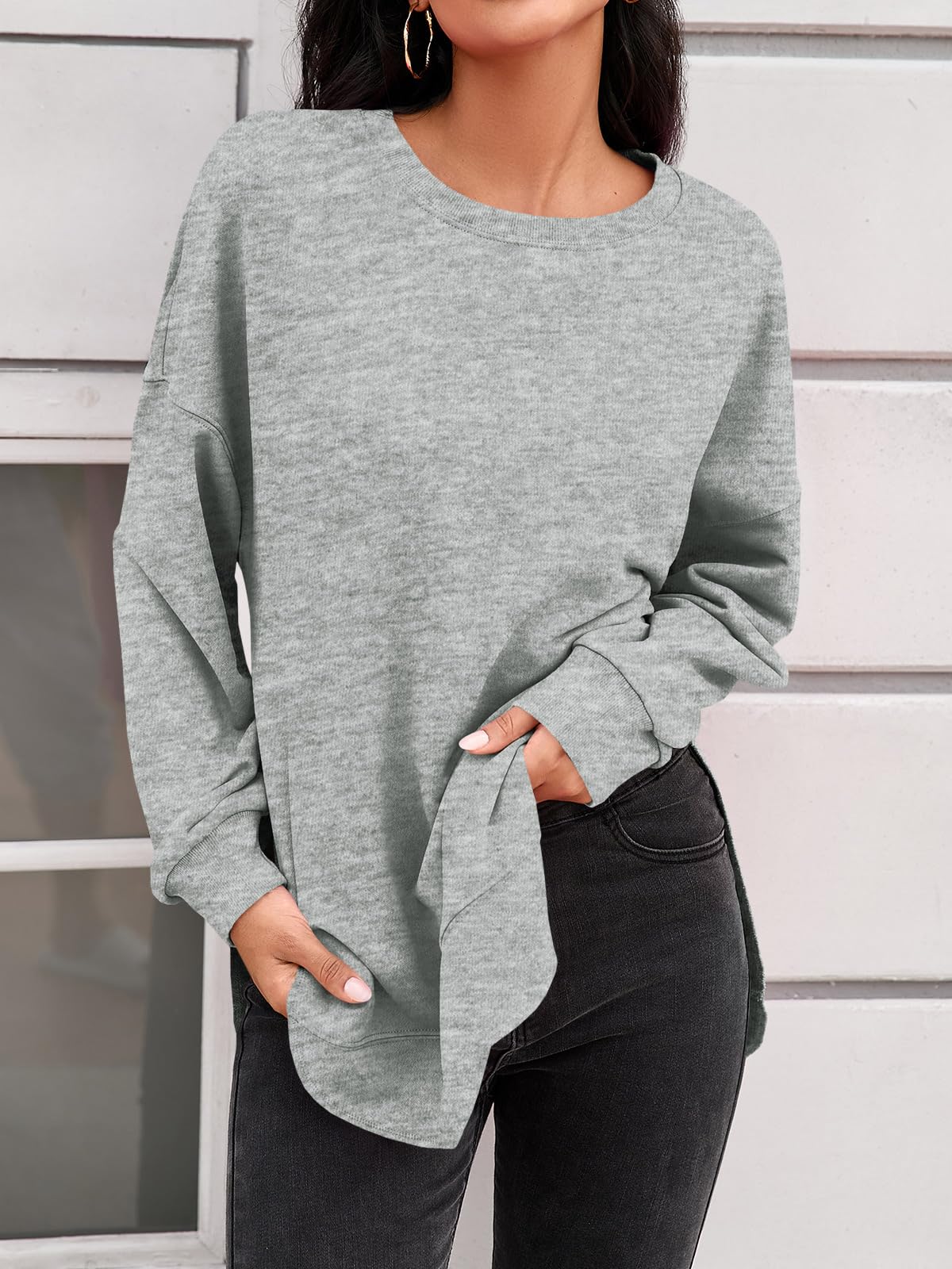 Women's High-Low Curved Hem Sweatshirt with Side Slits