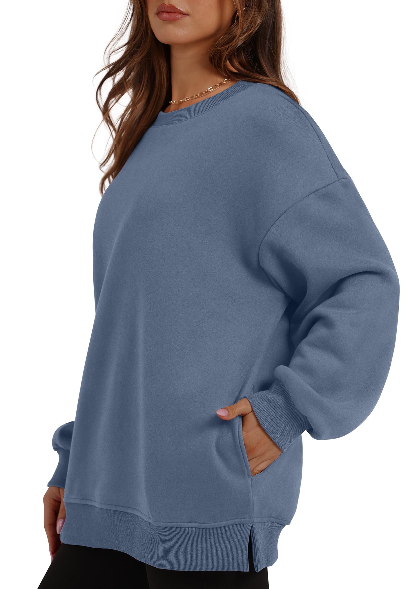 Women's Oversized Fleece Pullover with Hidden Pockets
