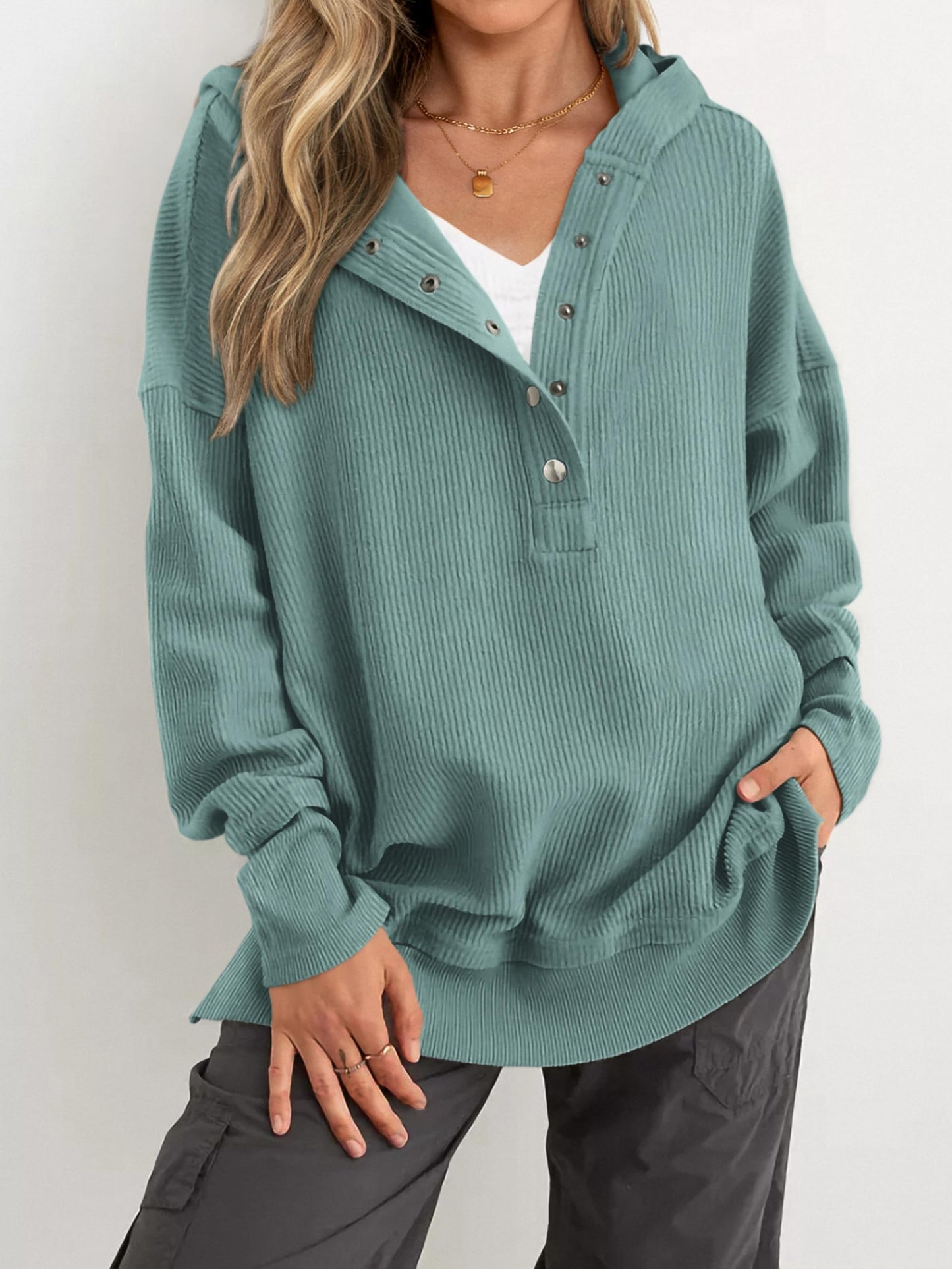 ✨Women's Oversized Button V Neck Hoodie