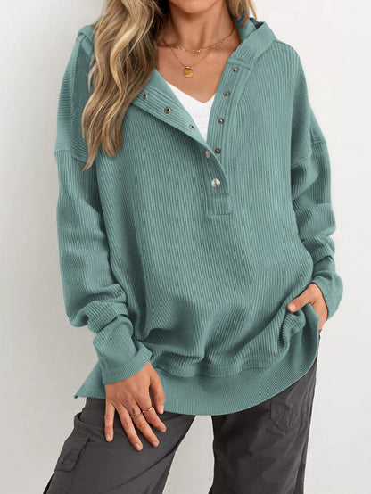 ✨Women's Oversized Button V Neck Hoodie