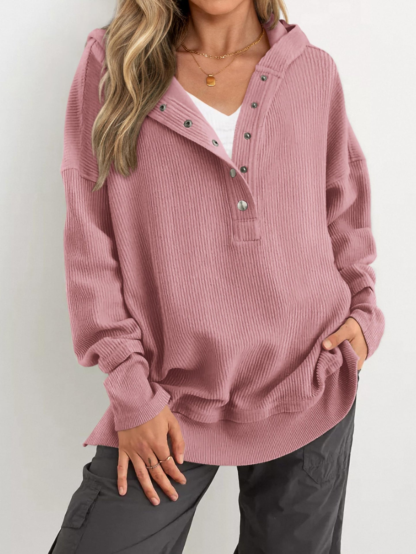 ✨Women's Oversized Button V Neck Hoodie