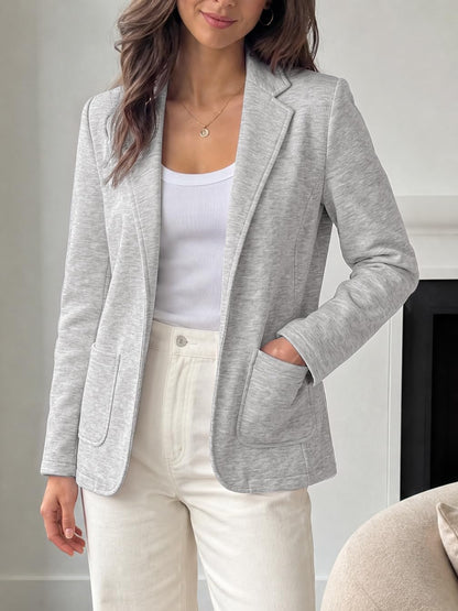 Womens Open Front Lapel Sweatshirt Blazer